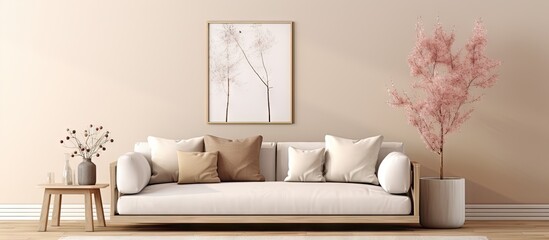 Elegant Living Room Interior Featuring a Stylish Sofa and Decorative Vase
