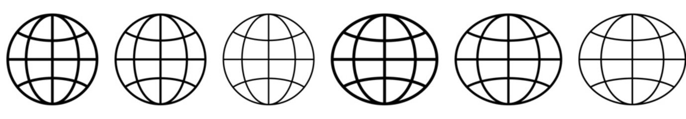 Set of globe icons. Vector illustration, EPS10