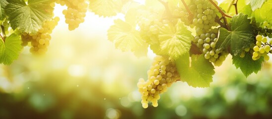 Ripe Juicy Grapes Cluster Hanging on Grapevine, Harvesting Vineyard Season