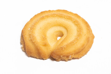 Danish butter cookies the vanilla ring cookie isolated on white background clipping path