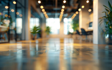 Abstract blurred office hall interior and meeting room - obrazy, fototapety, plakaty