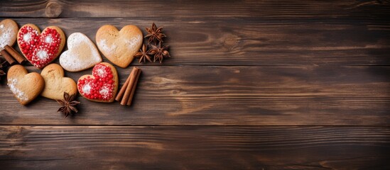 Festive Heart-Shaped Cookie with Warm Cinnamon and Spice - Delicious Holiday Treat Concept