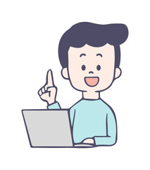 指差しで説明をする男性のイラスト