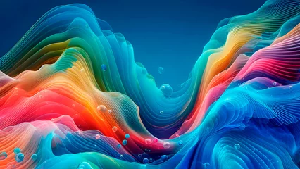 Gordijnen Bright colors like paint flow into abstract wave pattern  © Liubov