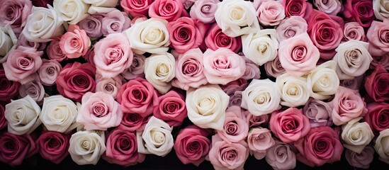 Elegant Pink and White Roses Bundle in a Graceful Floral Arrangement - obrazy, fototapety, plakaty