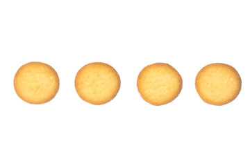 Group of danish butter cookies the country style cookie top view solated on white background clipping path