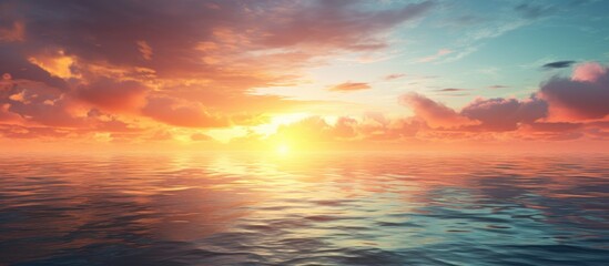 Naklejka na ściany i meble Majestic Sunset Casting Warm Colors over the Vast Ocean Horizon