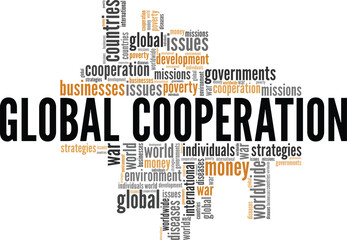 Global Cooperation word cloud conceptual design isolated on white background.