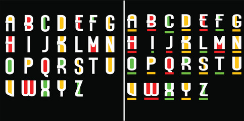 Set of alphabets font letters for black history month, Junteenth, afro african pride. Hand drawing colorful font