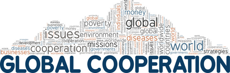 Global Cooperation word cloud conceptual design isolated on white background.