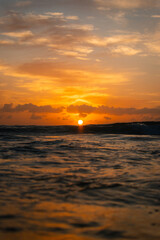 Beautiful sunrise view on the ocean horizon.