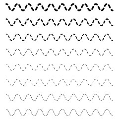 Set of wavy zigzag lines. Vector Illustration.