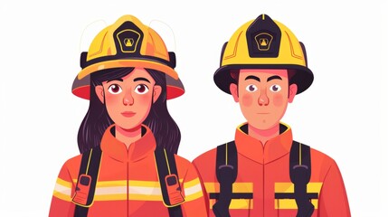 Fototapeta premium Vector illustration cute cartoon character of firefighter