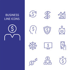 set of business line vector icons