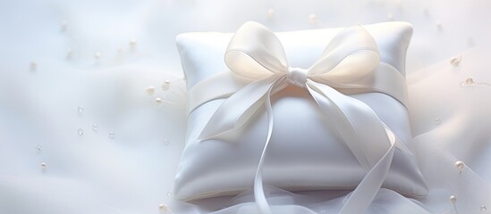 Elegant White Bow Adorned with Lustrous Pearls Ready for Glamorous Events and Celebrations