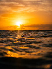Beautiful sunrise view in the middle of the ocean.