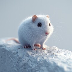 a white mouse on a rock