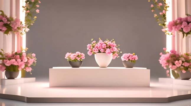 flowers in a vase podium stage decoration