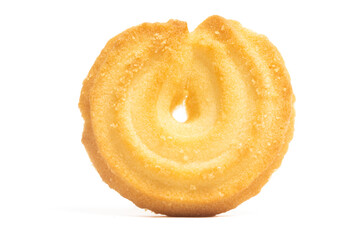 Danish butter cookies the vanilla ring cookie front view isolated on white background clipping path