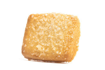 Danish butter cookies the finnish bread cookie side view isolated on white background clipping path