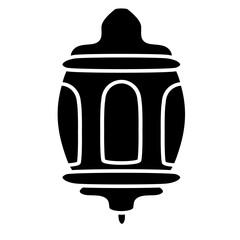 Black Icon Islamic Lantern Doodle Vector 