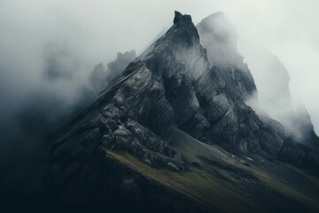 Fog coming in over mountains at sunrise