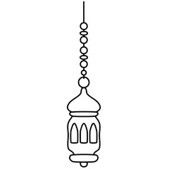 Outline Islamic Lantern Hanging Vector 