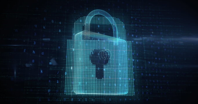 Image of data processing over padlock
