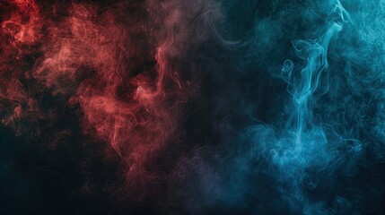 Abstract smoky background. Red and blue mystical effect. Fiery swirls of mystery.