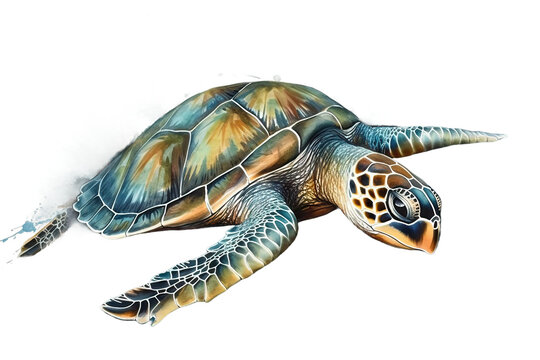 watercolors sea turtle Illustration painted