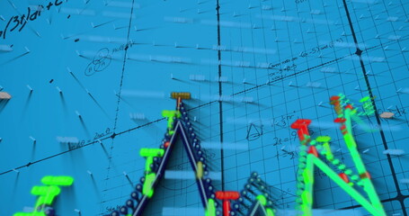 Image of graphs and math formulas on blue background