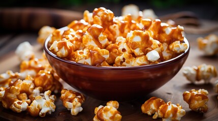 caramel popcorn in bowl hd background