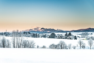 冬の北海道美瑛町の風景