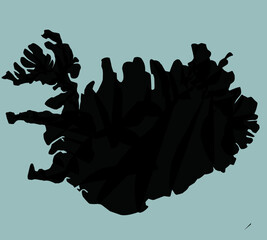 iceland map silhouette - obrazy, fototapety, plakaty