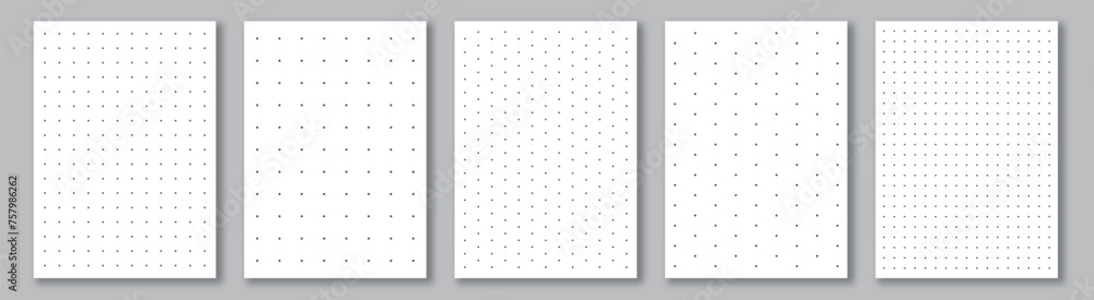Poster notebook paper collection. a4 format sheets. realistic dotted notepapers