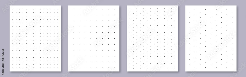 Poster notebook paper collection. letter format sheets. realistic dotted notepapers