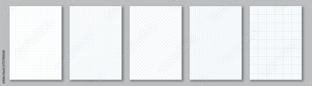 Poster notebook paper collection. a4 format sheets with blue grid