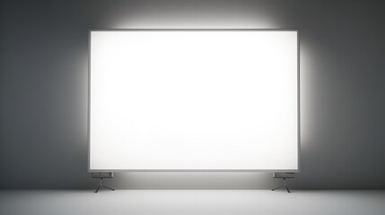 Empty White Projector Screen - 3D Render 8K 
