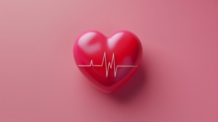 Heart with EKG pulse medical theme - obrazy, fototapety, plakaty