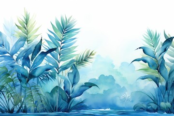 Fototapeta na wymiar Refreshing abstract tropical blue watercolor illustration high resolution