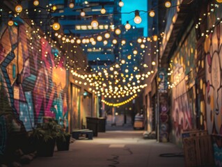 Immerse yourself in the jubilant scene portrayed on the urban canvas, with chalk festoons swaying...