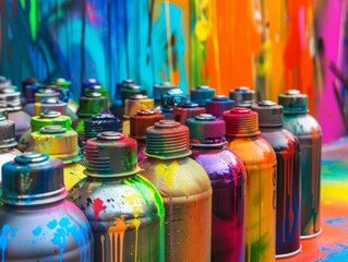 Immerse yourself in the vibrant energy of this spray can art showcase, as dynamic colors emerge...