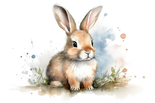 Illustration watercolor rabbit baby cute
