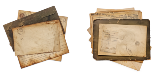 Old postcard isolated on transparent background. Isolated Transparent PNG Vintage Postcard 