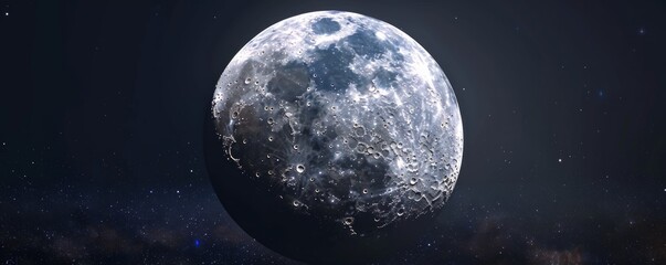 Obraz na płótnie Canvas Moon detailed surface against the dark night sky.