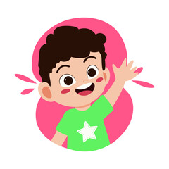 Obraz premium cute little children smiling. Vector cartoon boy and girl on white background