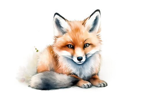 Illustration fox baby watercolor cute
