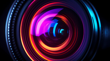 Close-up of camera lens capturing details - obrazy, fototapety, plakaty