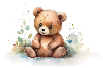 baby watercolor bear Illustration cute