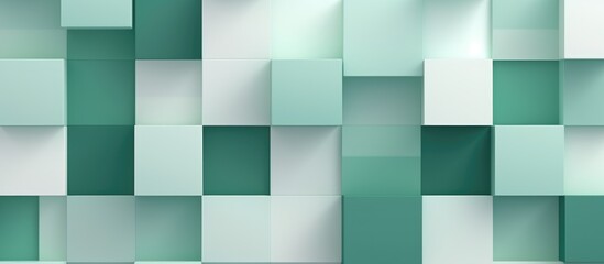 Abstract geometric pattern of white squares on green background seamless texture